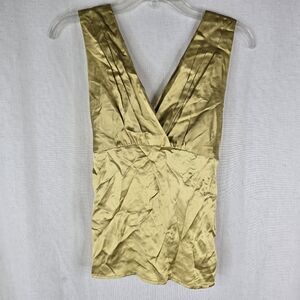 Saja Y2K Womens XS 100% Silk Crop Tank Gold Top